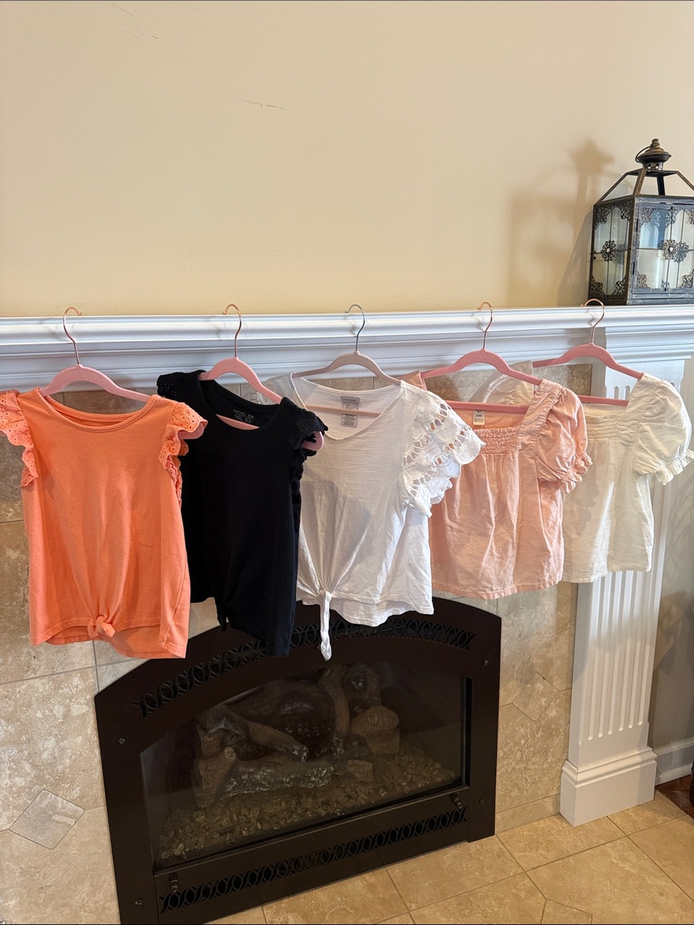Girls' Flutter Sleeve Tops - Coral, Black, White, Blush Bundle of 5